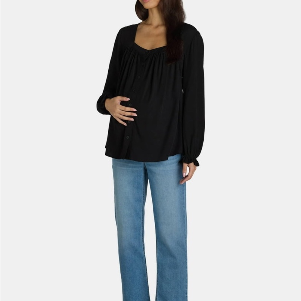 Maternity Time and Tru Light Blue Straight Leg Jeans Cotton Belly Band XL 16-18 - Picture 8 of 16